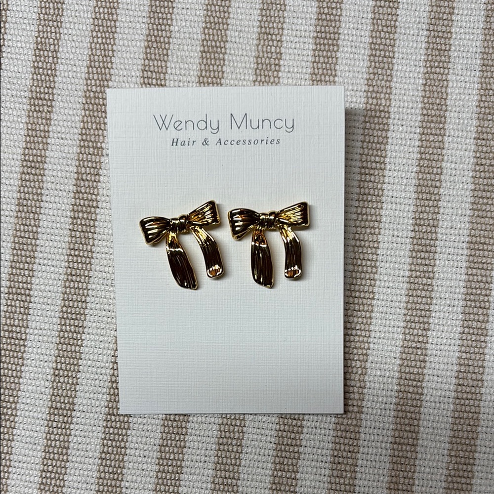 Gold Bow Earrings costume fashion Jewelry